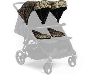 Roma Gemini Double Stroller Colour Pack -Compact Side by Side for Newborns, 69cm Wide, 22kg Per Seat, Magnetic Harness, Easy Set Up, Puncture Proof Wheels, 102cm Handle (Khaki Leopard)