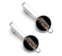 ROMA ITALIA Tie Clips for Men Classic Necktie Tie Bar 2 Pack Clasp Clips Gifts for Anniversary Business
