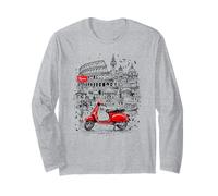 Roma Italy Scooter Art Graphic Tee Italy Travel Souvenir Long Sleeve T-Shirt