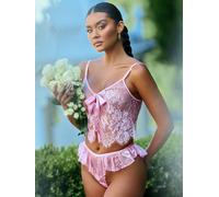 Roma Lace Essentials Pink Eyelash Lace Cami Set - S / M - Pink Pink