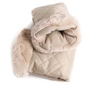 Roma Pram Fur Hand Mitts - Feather | Universal Fit for All Prams & Strollers | Faux Fur Lined Winter Hand Warmers