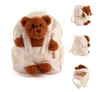 Roma Premium Teddy Bear Backpack for Toddlers - Removable Plush Toy Nursery School Bag - Ideal 2nd Birthday Gift for Girls & Boys - Personalised Style Toddler Rucksack for Preschool & Travel - Beige