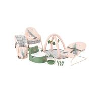 Roma RHS 10 Piece Dolls Accessory Set - Fern: Baby Walker, Bouncer, Front Carrier, Potty, Feeding Bowl, Cutlery set, Drinking Beaker, Playgym for Dolls 26-45 cm