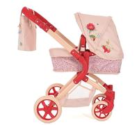 Roma RHS Flora Single Dolls Pram, 3+ Years, Cream & Berry Red, Recycled Eco-Friendly Fabric, Adjustable Handle 55-78cm, 2-in-1 Carrycot