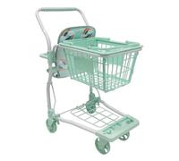 Roma Rupert Dolls Toy Shopping Trolley for Kids Toys - 67cm Height, Removable Basket, Baby Doll Seat, Collapsible Metal Frame, Swivel Wheel, Lightweight, Green - Ideal