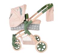 Roma RHS Fern Single Baby Toy Pram - Eco-Friendly 2-in-1 Carrycot & Seat for Baby Doll Accessories, Adjustable Handle 55-78cm, Cream & Fern Green, RHS Design, Great for Christmas & Reborns