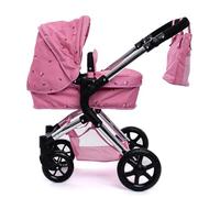 Roma Darcie Single Dolls Pram in Pink, Suitable From 3 to 9 Years, Adjustable Handle Height, 2-In-1 Seat Unit/Carry Cot, Dolly Toy Stroller For Christmas, Ideal For Reborn Dolls