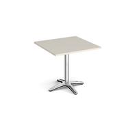Roma square dining table with 4 leg chrome base 800mm - Light Grey