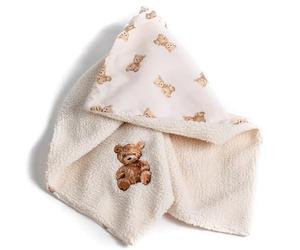 Roma Teddy Double Sided Sherpa Cotton Blanket for Babies, Teddies, or Dolls - Baby Essentials for Newborn - Cosy & Stylish Newborn Essentials for Prams, Carrycots, Pushchairs - 100 x 75cm