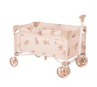 Roma Teddy Toy Wagon with Adjustable Handle, Cute Cream and Teddy Pattern, Kids Toys Baby Doll Pram, Lightweight Foldable Seat for Dolls Up to 42cm, Indoor/Outdoor Play, Ages 3+