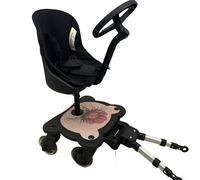 Roma X RHS 4 Rider Toddler Seat & Steering Ride-On Board - Universal Buggy/Kiddy Board with LED Wheels, Patterned Seat, Fits 99% Prams, for Kids 1-6 Years (25kg), 4-Wheel Design - Flora