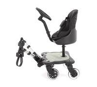 Roma X RHS 4 Rider Toddler Seat & Steering Ride-On Board - Universal Buggy/Kiddy Board with LED Wheels, Patterned Seat, Fits 99% Prams, for Kids 1-6 Years (25kg), 4-Wheel Design - Fern