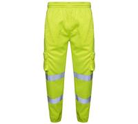 Romaans Hi Vis Jogging Bottoms High Visibility Combat Cargo Thick Trousers Reflective Tape Safety Work Wear Elasticated Waist Joggers Sweat Jog Tracksuit Pants (Yellow, XL)