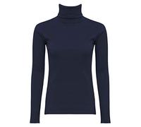 Romaans Ladies Plain Ribbed Cotton Polo Neck Turtle Roll Neck Tunic Top Jumper Full Sleeve T Shirt Size UK 8-26 (Navy, SM 8-10)