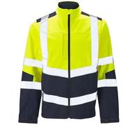 Romaans Men's 3XL Yellow Hi Vis Reflective Softshell Jacket - Water Resistant, Windproof, Shower Proof - Long Length, Loose Fit, All Seasons - Fishing Coat