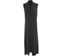 Romaans Womens Ladies Sleeveless Maxi Long Length Boyfriend Cardigan Collared Top Long Floaty Duster Jacket Coat Blazer Waistcoat (Black, ML 12-14)