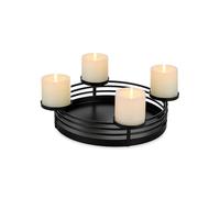 Romadedi Advent Wreath Modern Bowl Metal Advent Bowl Frame Round Matt Black Diameter 30 cm for 4 Pillar Candles Diameter 8 cm Advent Arrangement with Tray for Table