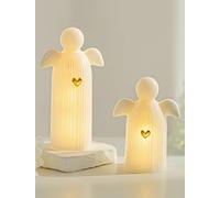 Romadedi Angel Figurine Ornament Gift: 2er Set LED Porcelain Guardian Angel for Grandma Mum Memorial Candles Lights Table Centrepiece Christmas Decorations