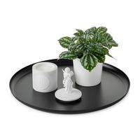 Romadedi Black Round Metal Decorative Tray, 32 cm | Display Tray for Candles, Perfume and Small organisers, for Coffee Tables, Kitchen Counters and Entryway
