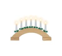 Romadedi Christmas Candle Bridge Lights: Small Window LED Candles Arch Battery Operated with Timer, Welcome Wooden Swedish Candelabra for Xmas Indoor Table Centrepiece Decorations Fireplace