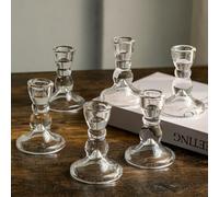 Romadedi Glass Candle Holder for Candlestick - 10pcs Clear Tapered Candle Holders Bulk for Standard Candle Sticks for Wedding Centrepieces Christmas Table Décor