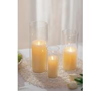 Romadedi Glass Hurricane Candle Holder: 3Pcs Pillar Cylinder Candle Holders Flower Vase for Pillar Floating Tea Light Candles for Wedding Party Table Centerpiece Decoration Living Room Home Decor