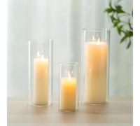 Romadedi Glass Hurricane Candle Holder: 3Pcs Pillar Cylinder Candle Holders Flower Vase for Pillar Floating Tea Light Candles for Wedding Party Table Centerpiece Decoration Living Room Home Decor