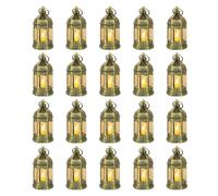 Romadedi Gold Candle Lantern Christmas - 20pcs Hanging Small Decorative LED Lantern Bulk for Halloween Table Decoration Wedding Decor Moroccan Ramadan