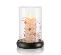 Romadedi Hurricane Candle Holders with Metal Tray: Clear Glass Pillar Candle Holder for Table Centrepieces Cylinder for Home Room Decor,Black
