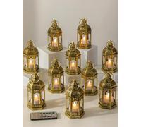 Romadedi Mini LED Lanterns with Remote and Timer, Gold, 10 Pack