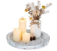 Romadedi Round Wooden Decorative Tray - Wood Serving Table Platters Tray Rustic Candle Plate for Pillar Candles Dining Coffee Table Centerpiece Kitchen Accessories House Home Decor Bathroom,28.5cm