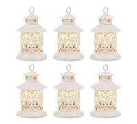 Romadedi Tealight Candle Holders Decorative Lantern - 6pcs Vintage White Mini Hanging Lantern for Tea Light Candle Decor Wedding Centrepiece Coffee Dining Table Shelf Outdoor Christmas
