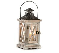 Romadedi Wooden Candle Lantern Rustic Farmhouse - Distressed Wood Candle Holder Lantern Decorative for Vintage Home Decor Shabby Chic Wedding Fireplace Mantel Patio Table Decoration 28 cm, Size S