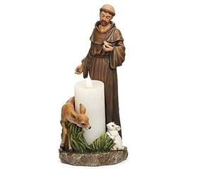 Roman 10" Brown and White Francis with Animals Religious Tabletop Figurine