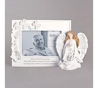 Roman 12505 Butterfly Memorial Frame with Angel, 6.75-inch Height, Resin and Stone Mix