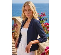 Roman Originals Bolero Jacket for Women UK Ladies Shrug Tailored Rochette Suit Blazer Formal Wedding Guests Crepe Crop Stretch Smart Cover Up Office Work Slim Edge to Edge - Navy Blue - Size 20