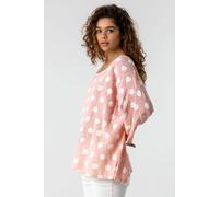 Roman Originals Women Spot Print 3/4 Sleeve Top - Ladies Spring Everyday Summer Evening Vacation Work Holiday Long Sleeve Smart Casual - Light Pink - Size L
