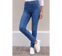 Roman Originals Jeggings for Women UK Jean Ladies Stretchy Trousers Denim Leggings High Waist Rise Pull On Skinny Straight Leg Cotton Pants Smart Casual - Washed Blue (31 inch) - Size 14