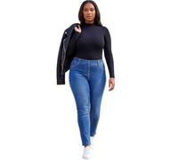 Roman Originals Jeggings for Women UK Jean Ladies Stretchy Trousers Denim Leggings High Waist Rise Pull On Skinny Straight Leg Cotton Pants Smart Casual - Plus Blue (31 inch) - Size 22