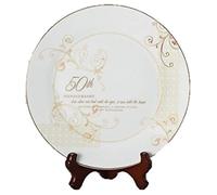 Roman 50th Wedding Anniversary Love Sees with The Heart Porcelain Plate with Stand by