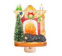 Roman 6 Inch Black Bear Fireplace Night Light Flicker Bulb