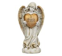 Roman 602099 Joseph Studio Memorial Heart Angel Statue, 12-inch Height, Resin