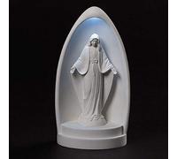 Roman 8-inch Our Lady of Grace LED Statue, White, Resin, Stone Mix