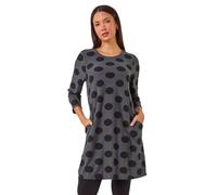 Roman Originals Tunic Dress with Pockets for Women UK Ladies Swing Fit & Flare Skater Slouch Stretchy Casual Smart Winter Jersey Pull On Relaxed Work Office 3/4 Long Sleeves - Dark Grey - Size 18
