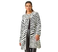 Roman Abstract Animal Print Fluffy Cardigan In Grey Grey 12