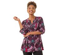 Roman Abstract Animal Print Pintuck Shirt In Pink Pink 10