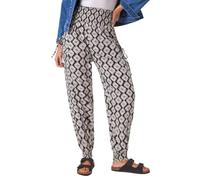 Roman Abstract Animal Print Tie Waist Trousers for Women UK - Ladies Spring Everyday Summer Holiday High Waistband Comfy Relaxed Fit Soft Woven Fabric Joggers Day Out Pants - Black - Size 12