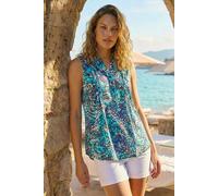 Roman Women's Abstract Burnout Print Vest Top in Blue | Size: 18 Roman Blue 18