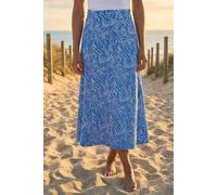Roman Originals Jersey Skirt for Women UK - Ladies Midi Maxi Floral Animal Print Autumn Winter Swing Smart Casual Office Cocktail Party Going Out Evening Holiday Cruise - Blue Abstract - Size 10