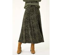 Roman Women's Abstract Diamond Print Midi Skirt in Khaki | Size: 18 Roman Khaki 18